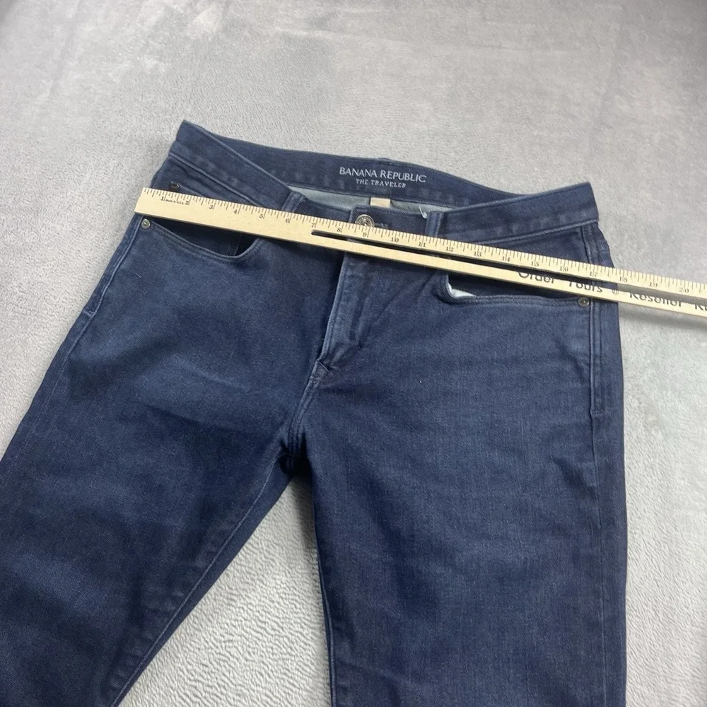 Banana Republic Traveler Jean 33x24* Slim Fit Mens Denim Pant‎ Blue Dark Wash